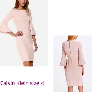 Calvin Klein Pale Pink Bell-Sleeve Sheath Dress